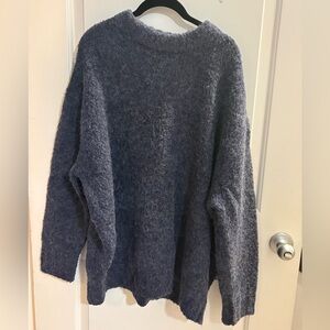 OAK + FORT Textured Blue Mohair Sweater